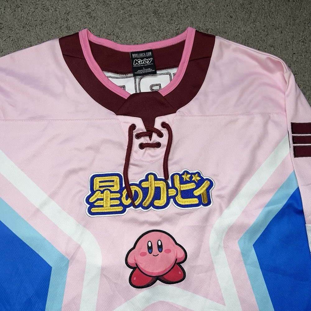 NINTENDO KIRBY HOCKEY JERSEY SIZE LARGE KIRBY SHIRT